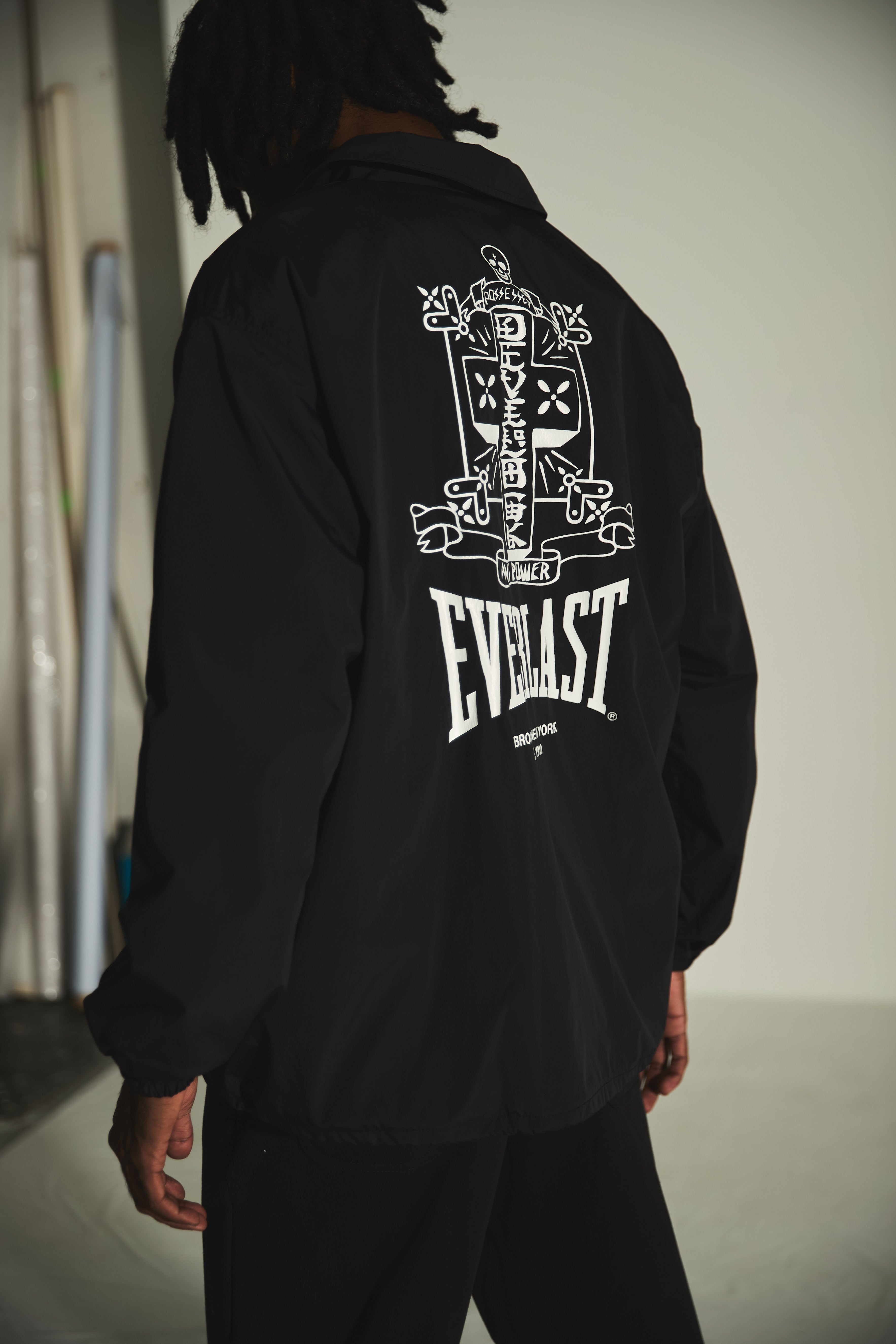Everlast Devilock コーチジャケット ナイロンジャケット 黒 DEVILOCK×EVERLAST COACH JK